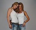 models Tanya Clathis and Stacy DeHart posing Sturgis style